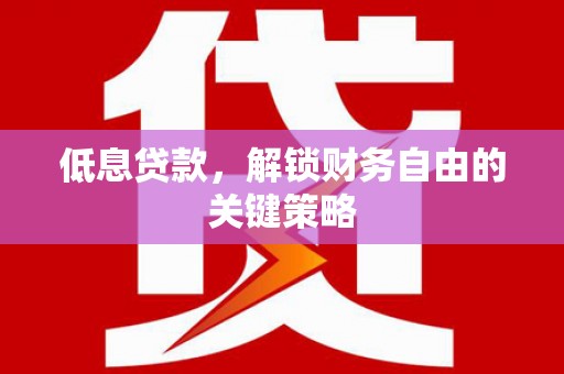 贵南低息贷款，解锁财务自由的关键策略
