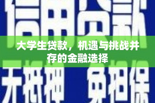 贵南大学生贷款，机遇与挑战并存的金融选择